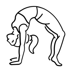 A line icon of gymnastic woman doing backend exercise 