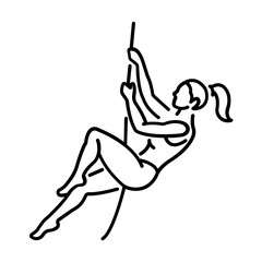 Aerial routine of a woman icon in line style 