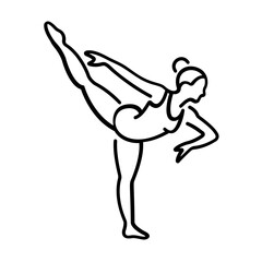 Flexibility balance of gymnastic woman icon in line style 