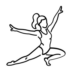 A woman doing a gymnastic pose icon in line style 