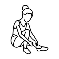 Fototapeta premium A line icon of a woman wearing gymnastic footwear 