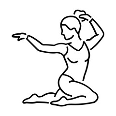 Leotard girl icon in linear style 