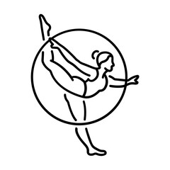 A woman doing hoop act icon in linear style 