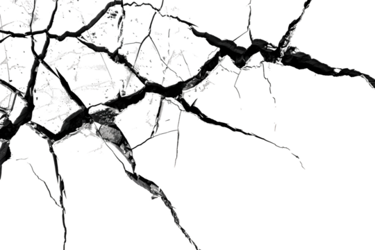 High-Impact Crack Effect with Realistic Fractured Texture Isolated on Transparent Background