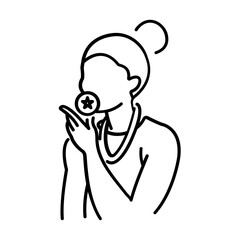 A line icon of a woman athlete excited on her winning achievement 