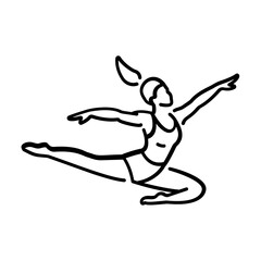 A line icon of a woman doing air vaulting 