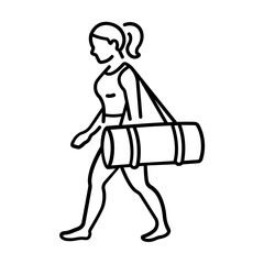A woman holding a gymnastic bag on her shoulder icon in line style 