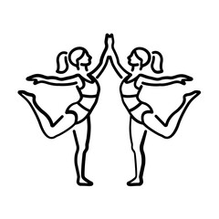 A linear icon of twin acrobatics women 