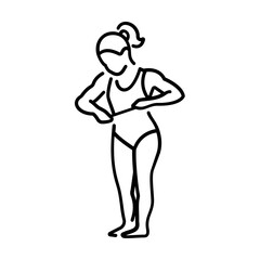 Female leotard fitting icon in linear style 