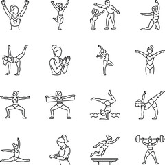 Collection of Linear Women Athletes Icons 
