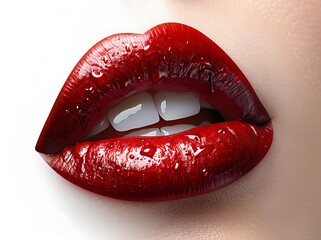 Obraz premium Red Lipstick Kiss Print Isolated on White Background - Romantic Vector Illustration - Generative AI