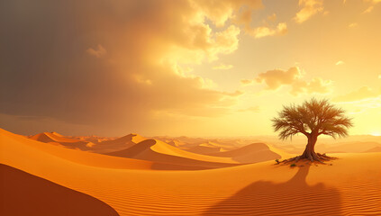 Gnarled Oak Amidst Shimmering Sands