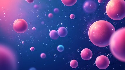 Abstract Pink and Purple Spheres Floating in Space