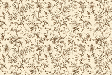 Fototapeta premium Toile floral pattern tapestry. Vintage botanical wallpaper pattern. Background image. Created with Generative AI technology.