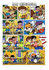 Obraz premium Musical themed comic strip for kids.