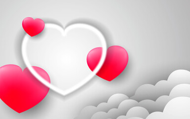 romantic valentines day heart banner background with neon love hearts