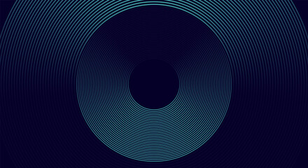 Abstract blue glowing geometric lines on dark blue background. Modern shiny blue circle lines pattern. Futuristic technology concept