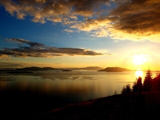 sunset over the water