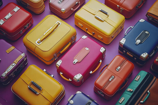 Maletas apiladas de distintos colores