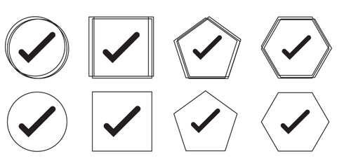 Check mark icons. Check marks symbol, logo. Green checkmark Illustration. Tick symbol. Hand-drawn checkmark illustration.