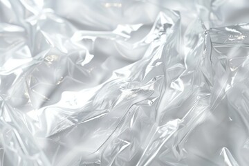 Image of Crumpled sheet of polythene plastic wrap. Texture for background usage