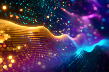 Obraz premium Data waves. Modern neon abstract backdrop. Virtual ciberspace.