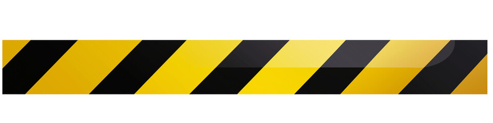 Black and yellow striped tape, a safety warning sign isolated on a transparent background, in a cutout PNG