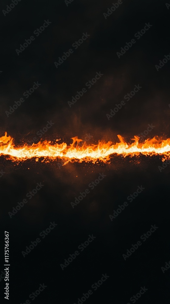 Poster intense flames dancing against a dark backdrop create a striking line of fire, casting a warm, fiery