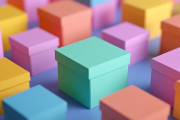 Obraz premium Colorful gift boxes arranged on a surface.