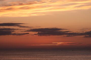 Sunset in the sea in orange tones, Sardinia