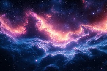 Fototapeta premium Vibrant nebula displays swirling clouds of gas and dust in deep space during a cosmic event
