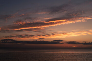 Sunset in the sea in orange tones, Sardinia