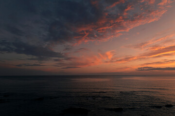 Sunset in the sea in orange tones, Sardinia