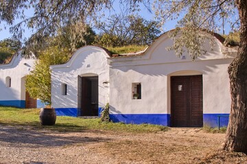 Famous wine cellars with folklore decorations and themes at Petrov, South Moravia, Czech republic