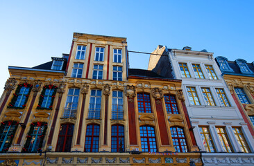 Fototapeta premium Christmas and New Year decorations of facades seen in Lille , France.
