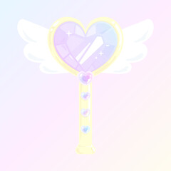 Fototapeta premium 魔法少女の変身♡ハートジュエルウィングステッキ⭐︎