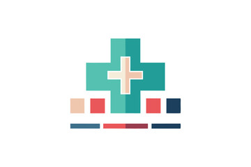 Obraz premium A minimalist design featuring a medical cross in a single color palette, symbolizing health and wellness, Clean lines and a single color palette for a minimalist logo representing a medical center