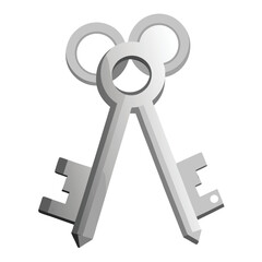 Silver Metal Keys Vector Illustration - Clipart, Cartoon, and Line Art Design.eps