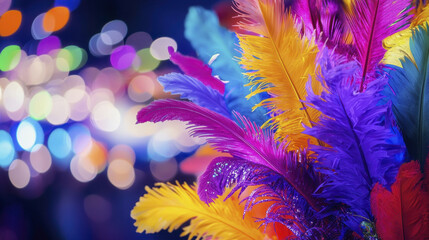 Obraz premium Vibrant feathers in bright colors create festive atmosphere, perfect for celebrations