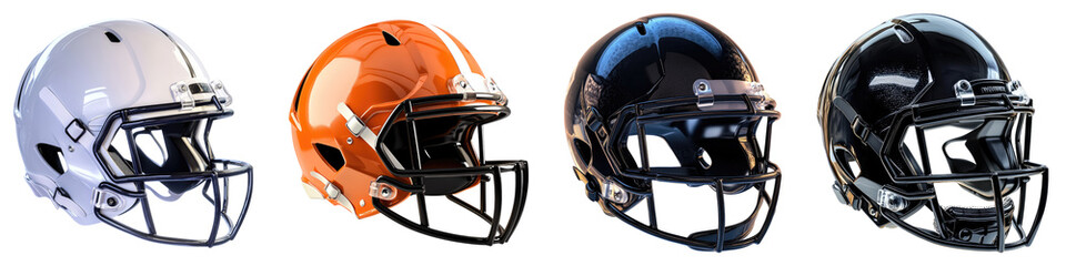 Naklejka premium Protective headgear in football isolated on transparent background, Set of