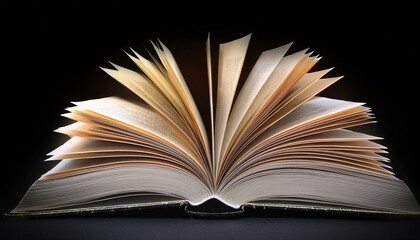Fototapeta premium open book with pages on a black background
