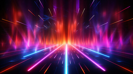 Obraz premium Vibrant Neon Lights Tunnel Futuristic Design