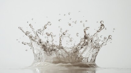 Water droplet crown splash, isolated on white background.