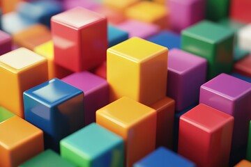 Obraz premium Colorful blocks forming an abstract pattern. A vibrant and playful design.