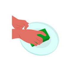 Cleaning Dish Flat Icon, Vector illustration
