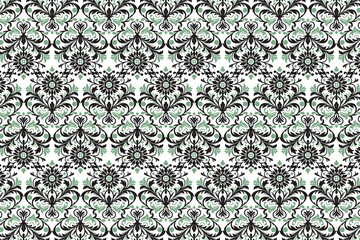 abstract botanical floral seamless pattern with vintage ikat motifs for fabric and wallpaper all over flower blossom traditional design textured repeat