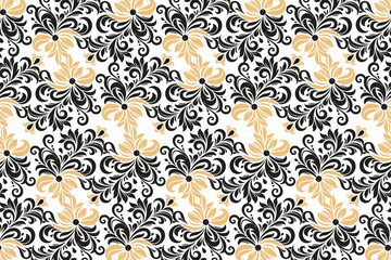 abstract vintage floral seamless pattern with ikat and botanical motifs for fabric and wallpaper all over textured flower blossom traditional design