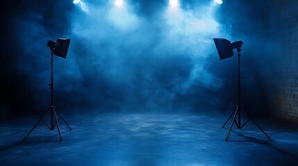 Stage lighting setup studio photography dark environment close-up