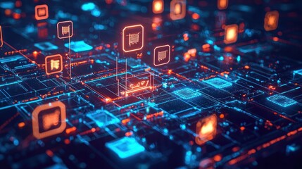 Obraz premium E-commerce Digital Network: Global Online Shopping Platform