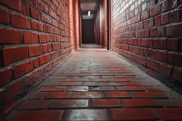 Brick Wall Hallway with Door